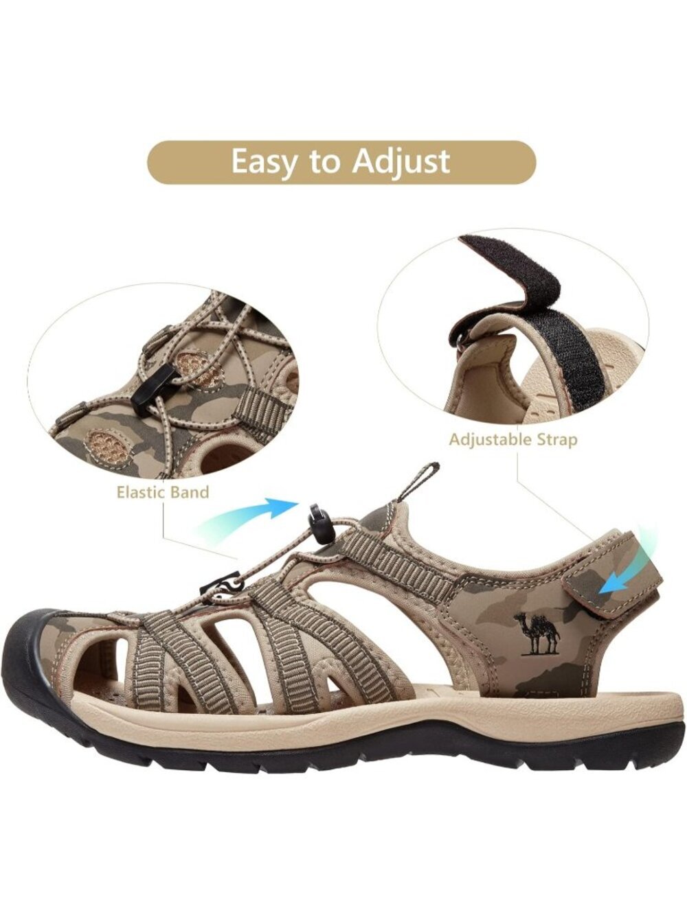 Men's Green Closed Toe Outdoor Beach Hiking Rubber Waterproof Sport Sandals - Picture 3 of 6